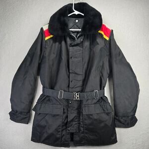 Vintage Snowmobile Ski Jacket Mens M/L Faux Fur Collar Belted Snowboard Womens L